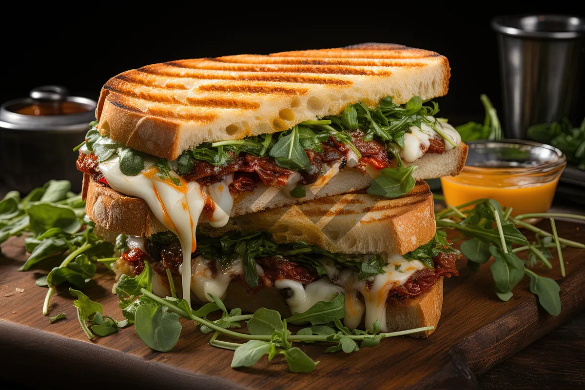 Picture of Grilled chicken sandwich with cheese and vegetables