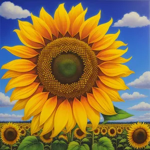 Blooming Sunflower in Vibrant Summer Field