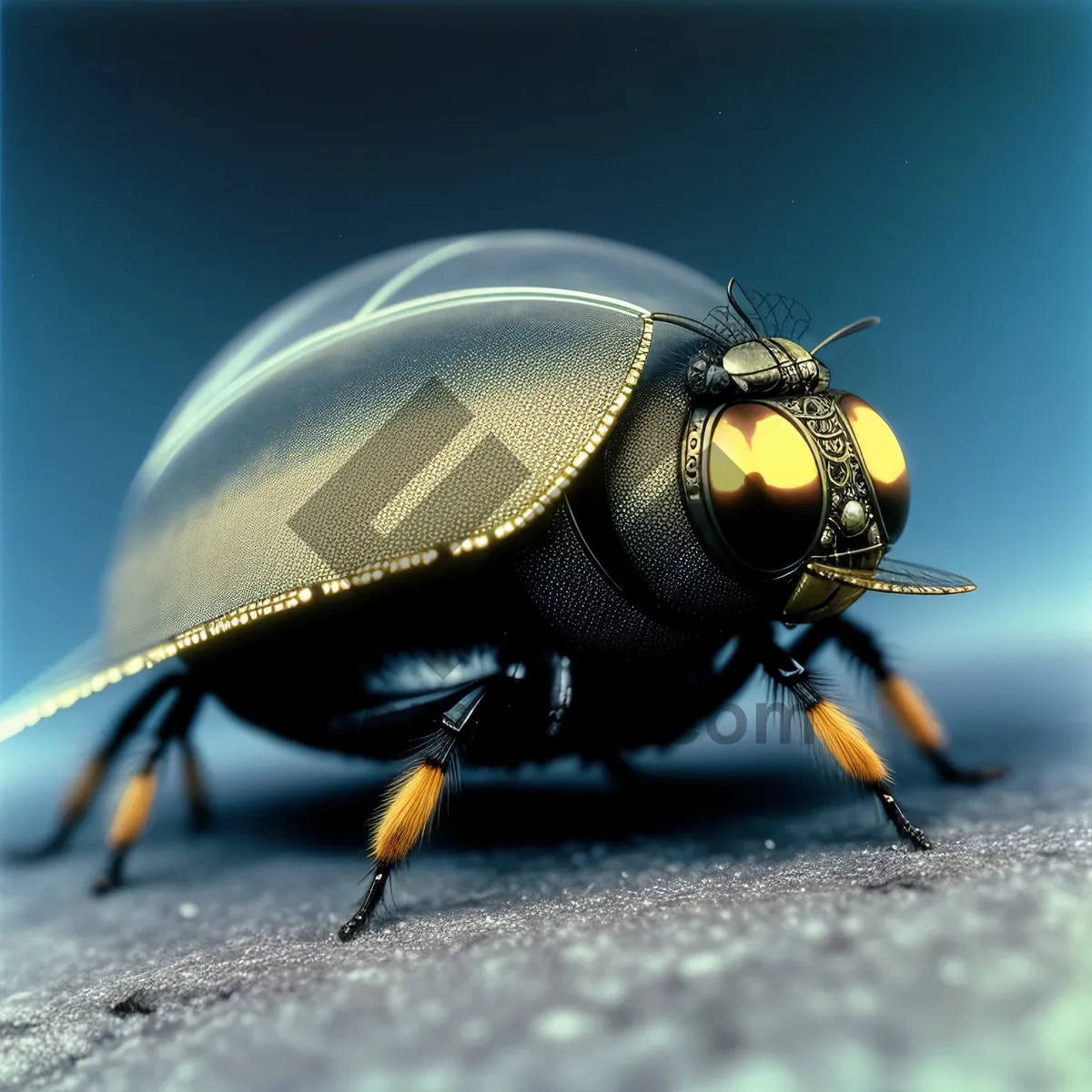 Picture of Bright Summer Leaf with Black Ladybug