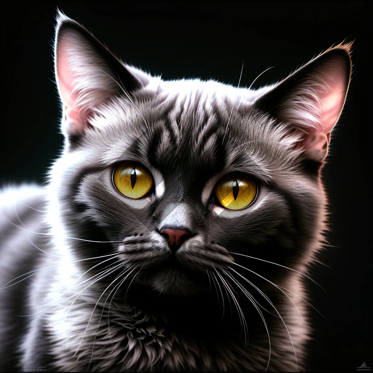 Picture of Curious Feline with Fluffy Gray Fur