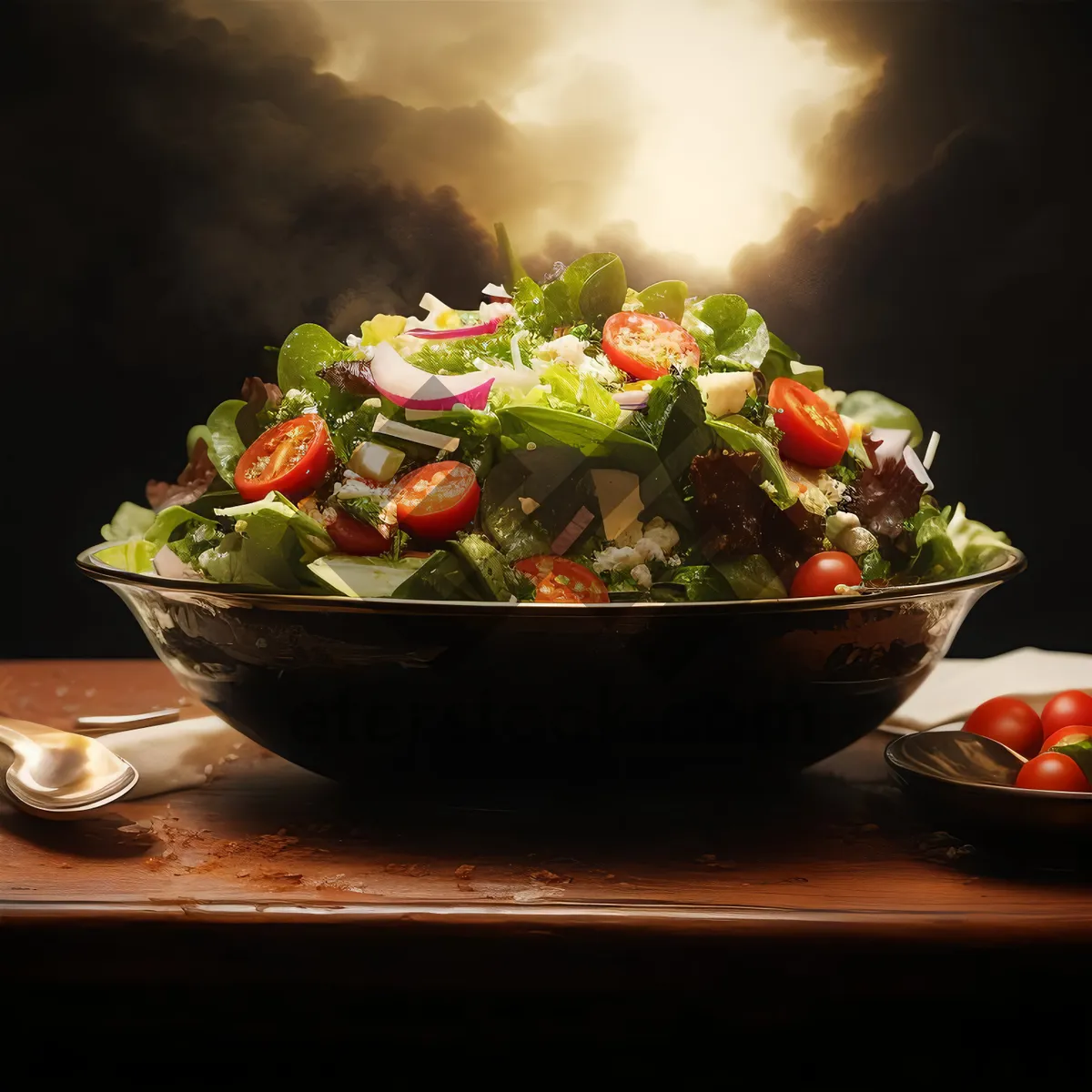 Picture of Fresh and Healthy Vegetarian Salad Bowl with Tomatoes