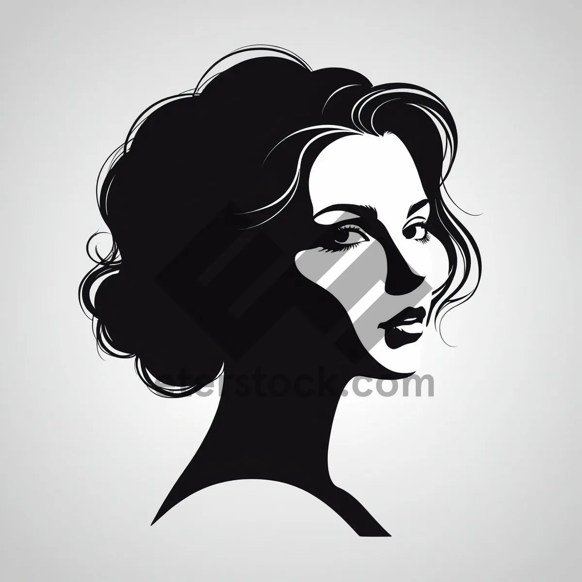 Picture of Black silhouette art design cartoon haircut drawing