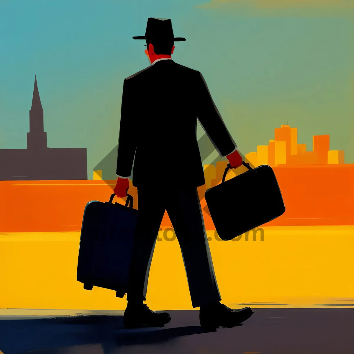 Picture of Sleek Teen Cartoon Silhouette with Briefcase