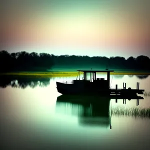 Lakeside Twilight: Serene Waterfront Cityscape at Dusk