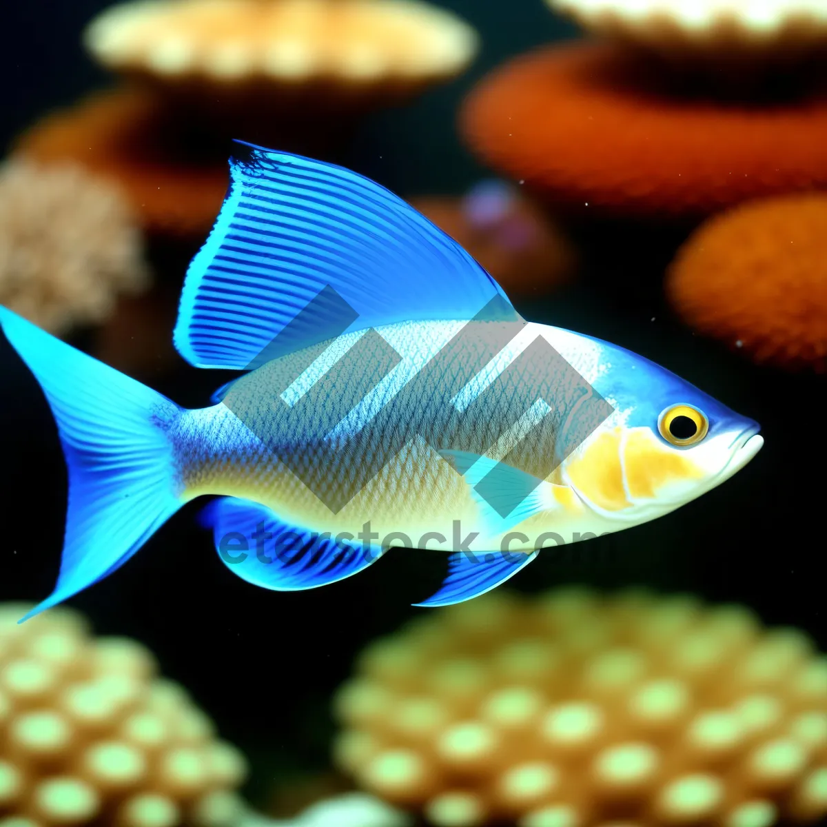 Picture of Exotic orange marine fish in coral reef.