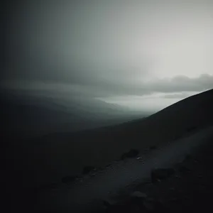 Scenic Desert Drive: Cloudy Sky, Mountain Landscape