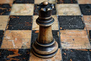 Chessboard with black pieces for a strategic game