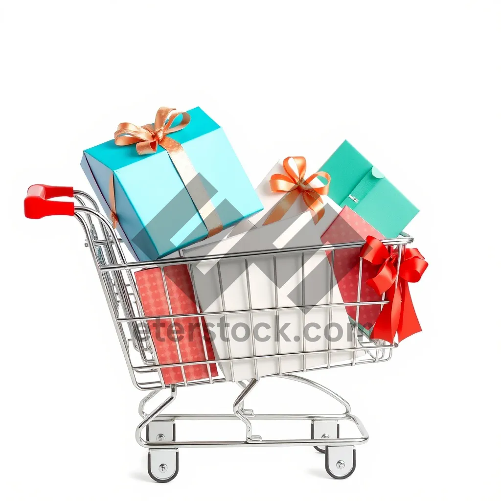 Picture of 3D Supermarket Shopping Cart with Empty Basket