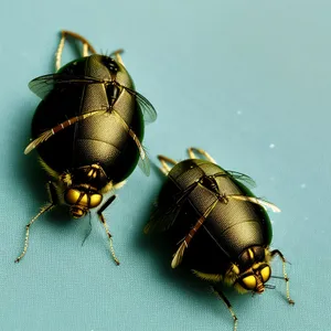 Summer Leaf Beetle: Close-up of Ladybug on Black Leaf