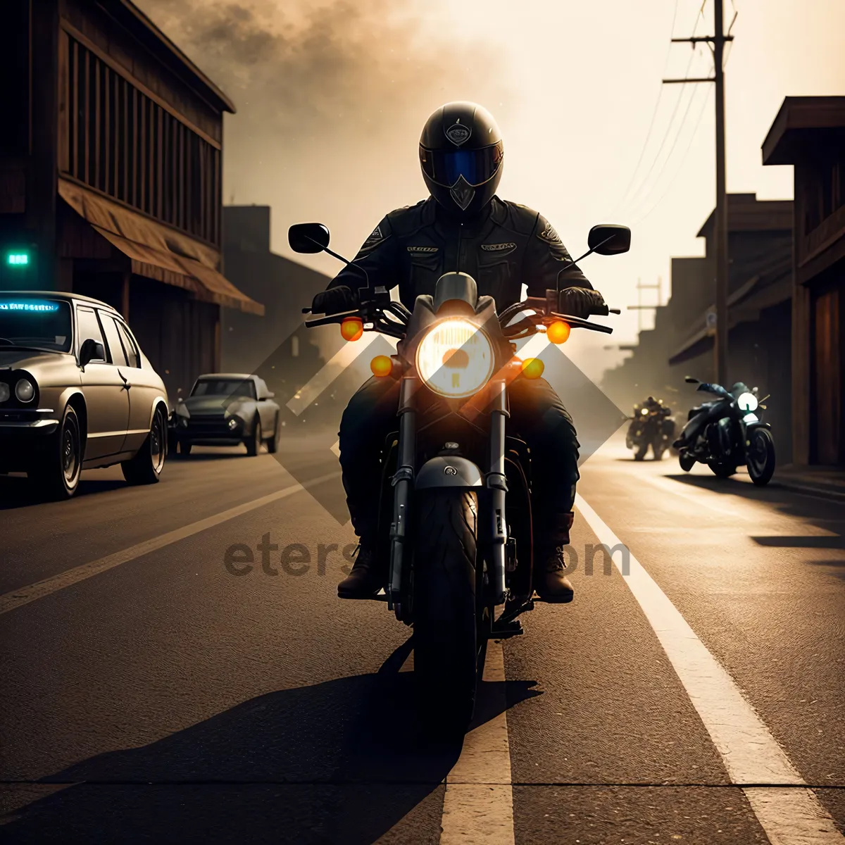 Picture of Urban Motorcycle on City Street