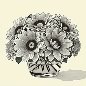 Elegant Floral Decorative Art with Retro Vintage Style