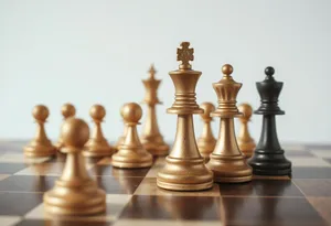 Strategic Chess Game on Wooden Board Victory