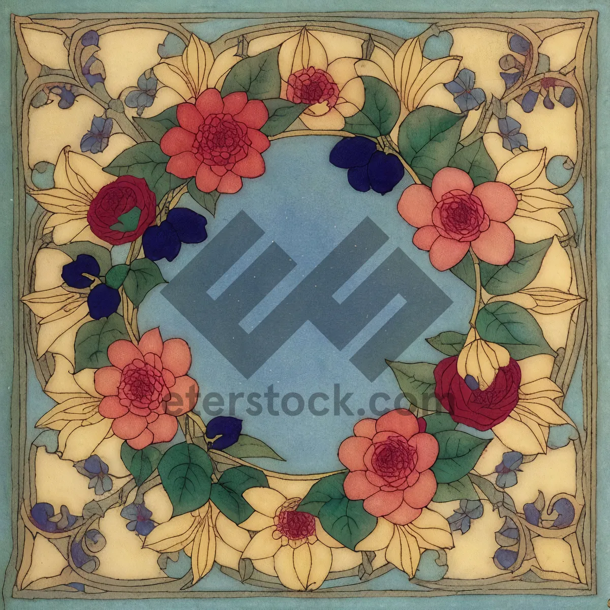 Picture of Vintage Floral Fabric Tray - Retro Style Decoration.