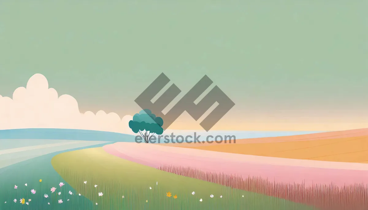 Picture of Summer Landscape with Balloon Over Meadow