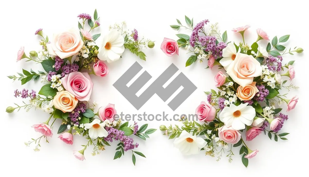 Picture of Floral Frame with Pink Blossoms and Summer Plants