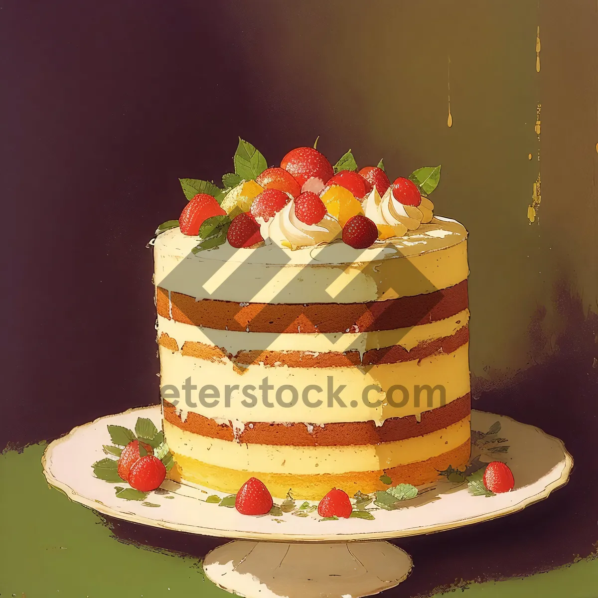 Picture of Decadent Strawberry Cream Cake: A Gourmet Delight