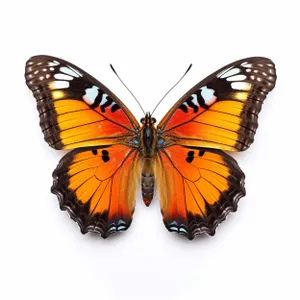 Colorful monarch butterfly with yellow and orange wings closeup.