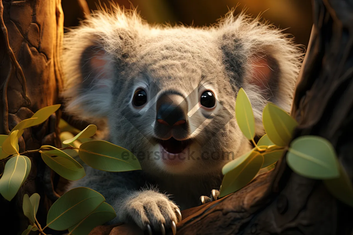 Picture of Cute Koala Peeking From Tree Branches