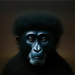 Wild Primate Face: Majestic Black Gorilla Portrait.