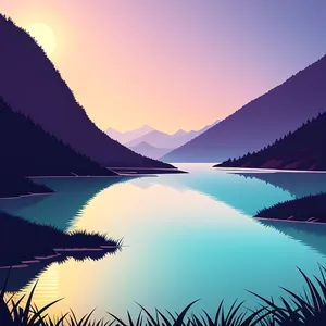 Serene Sunset Reflections Over Majestic Mountain Lake