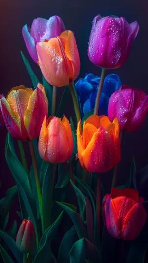 Colorful Tulip Bouquet in Vibrant Spring Park Display