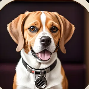 Brown Boxer Puppy Sitting: Cute Purebred Dog Portrait