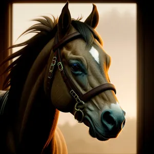 Thoroughbred Stallion with Bridle Restraint