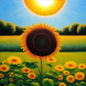 Vibrant Sunflower Blooming in Summer Field