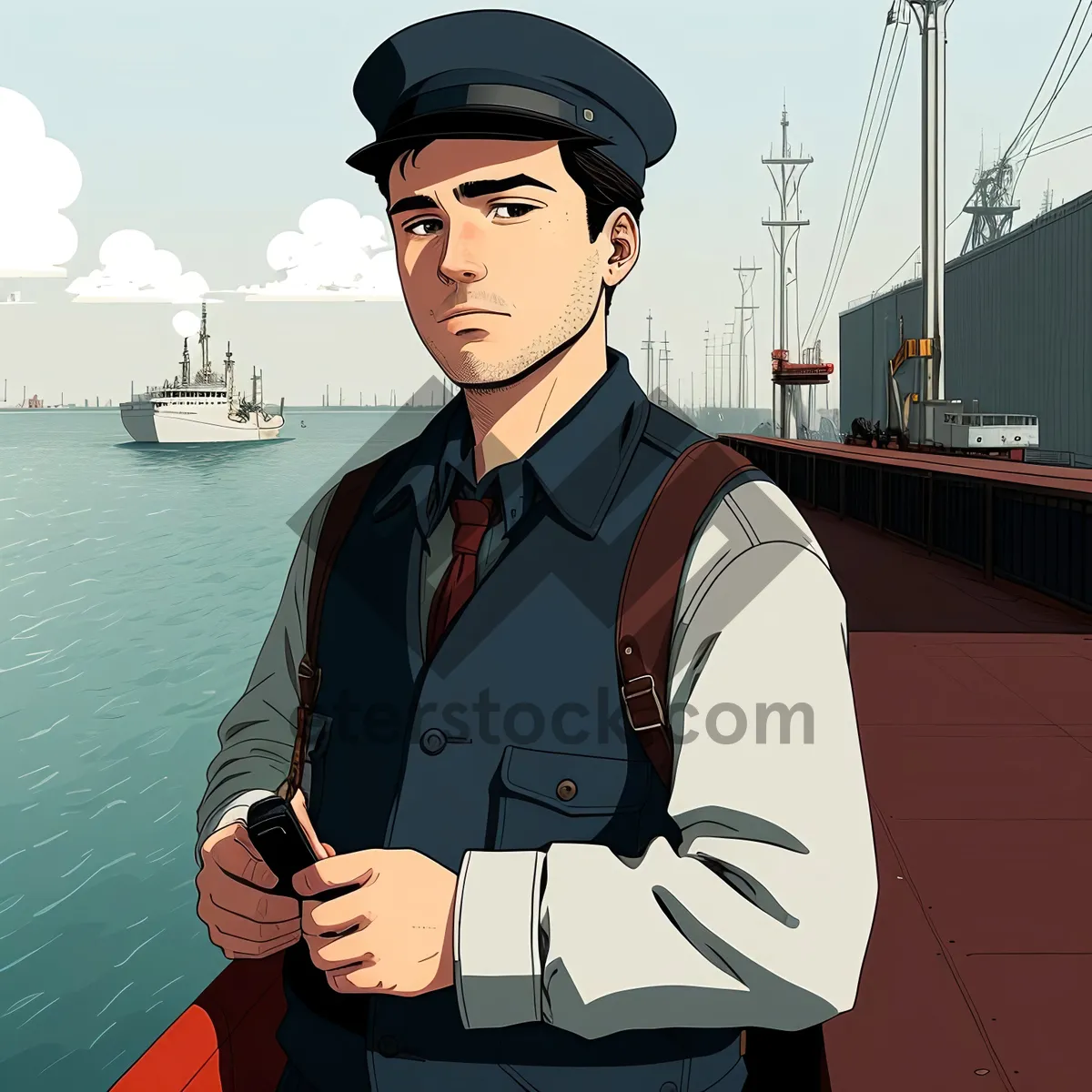 Picture of Professional Male Worker in Hat: Handsome Portrait of Attendant