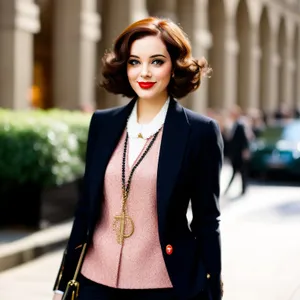 Smiling Businesswoman in Corporate Office Building