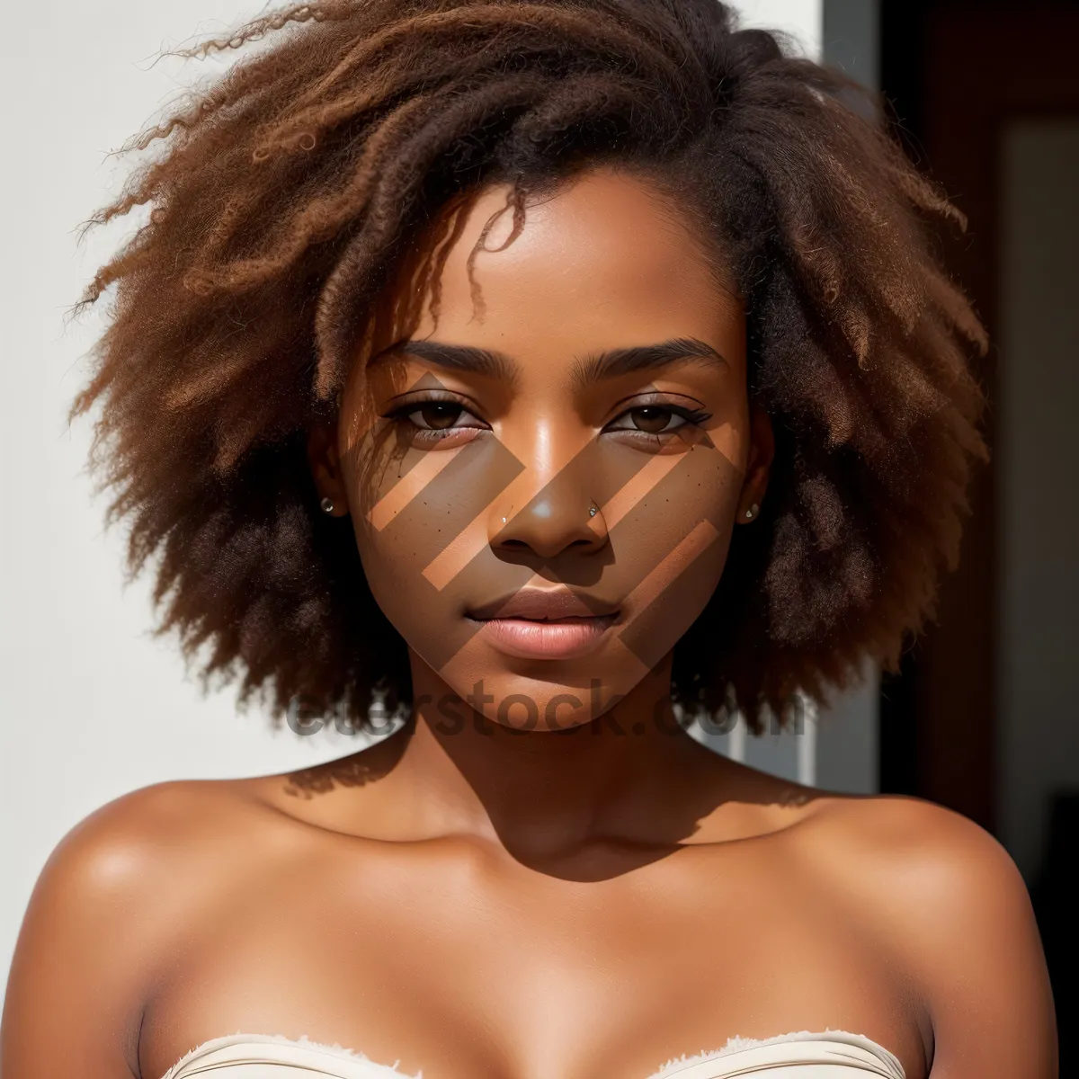 Picture of Stunning Afro-haired Model with Glamorous Makeup