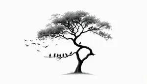 Black Oak Tree Silhouette Design