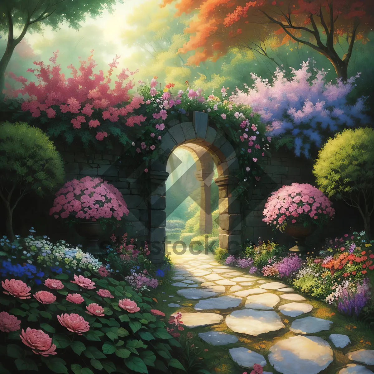 Picture of Colorful Coral Reef Garden with Flowers and Plants