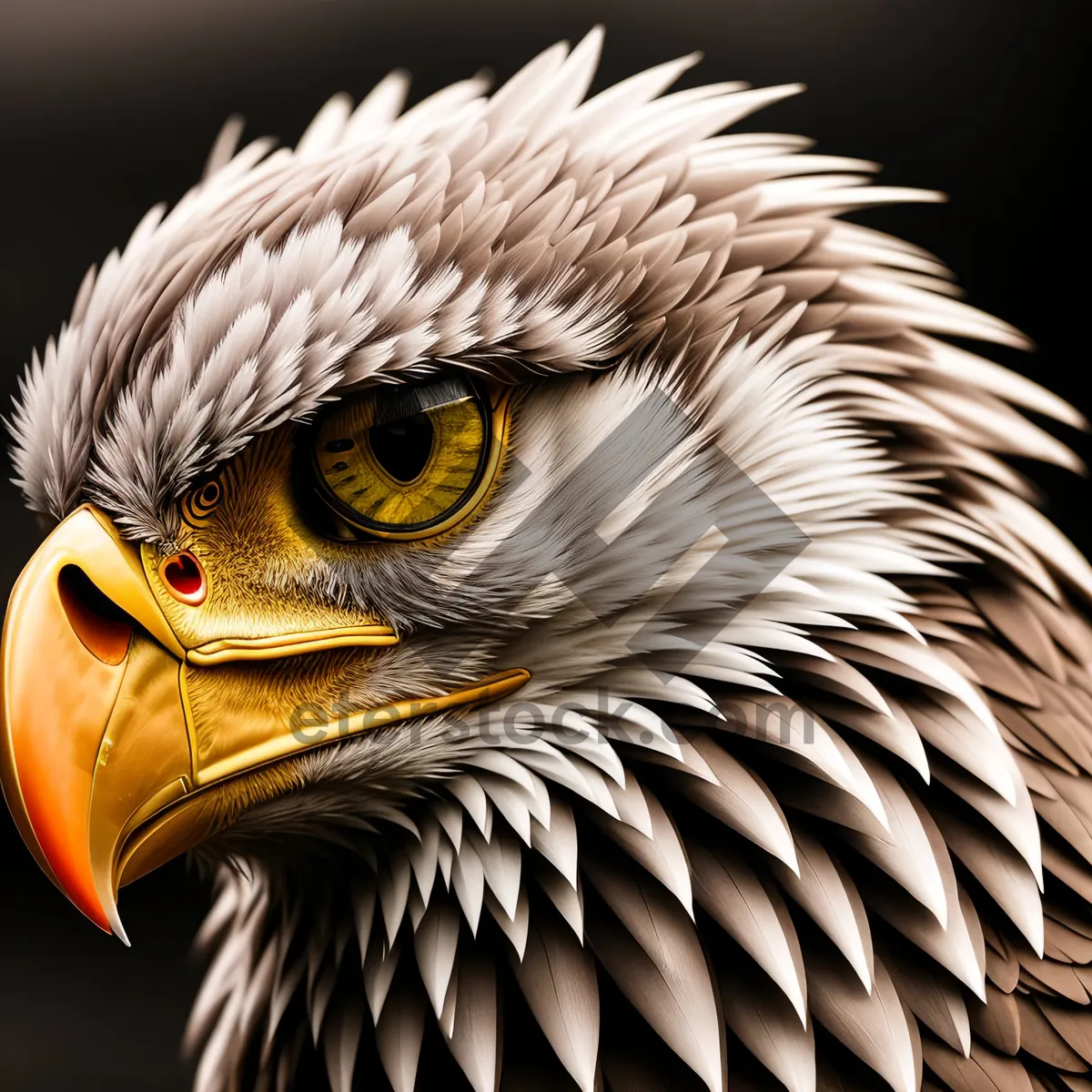 Picture of Bold Bald Eagle Close-Up: Majestic Predator with Piercing Eyes.