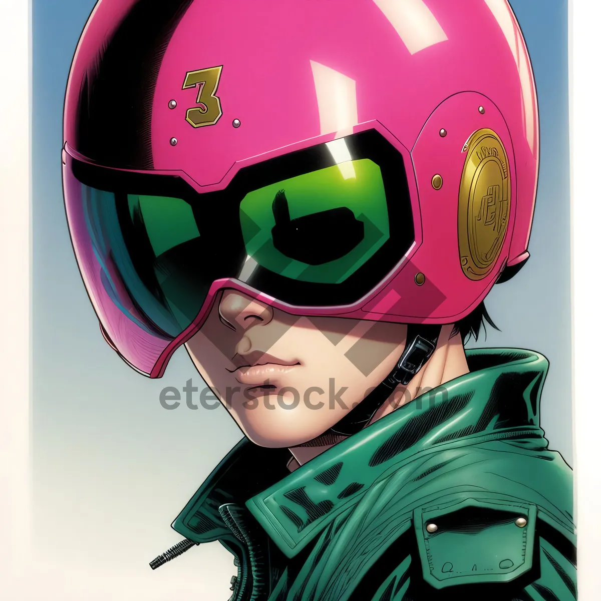 Picture of Illustrated Boy wearing Goggles and Helmet