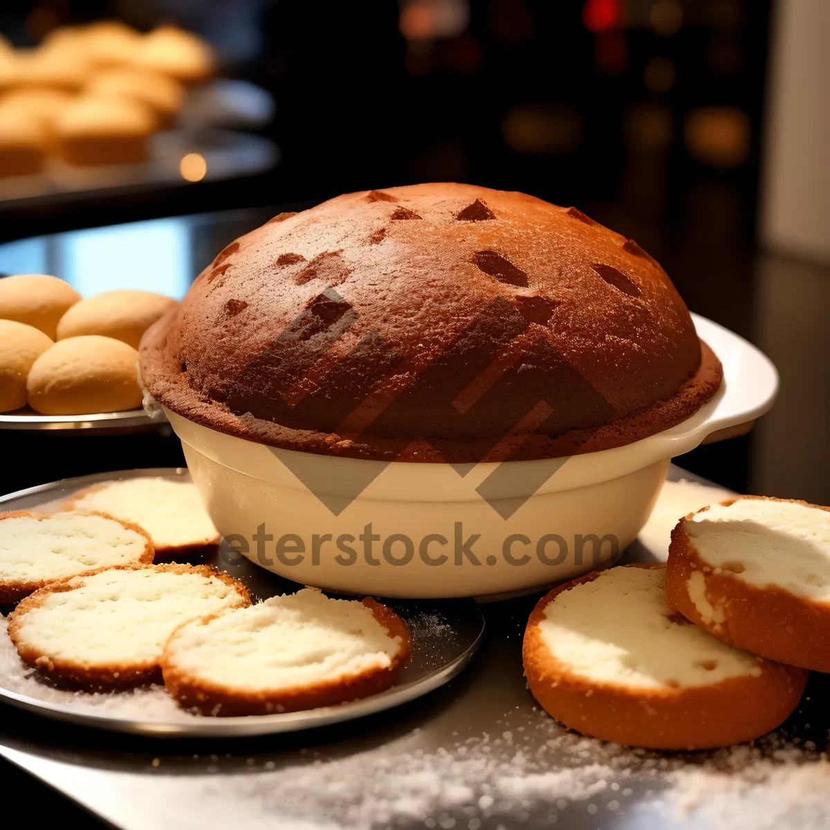 Picture of Delicious chocolate cake on rustic wooden table