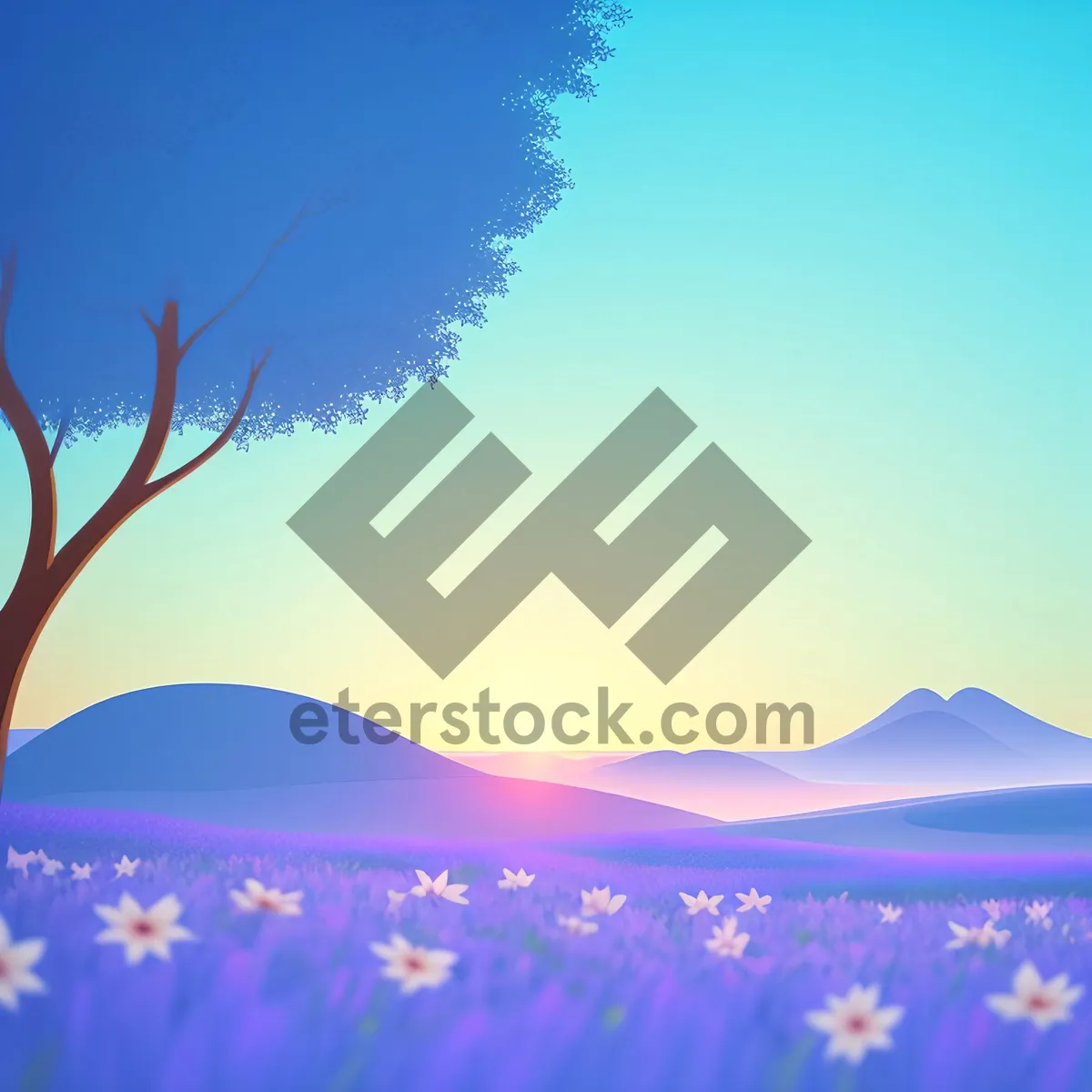 Picture of Summer Sky: Vibrant Japanese Landscape with Tree