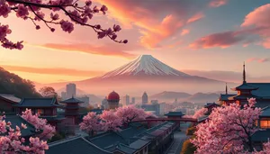 Majestic Mount Fuji in Japan at sunset