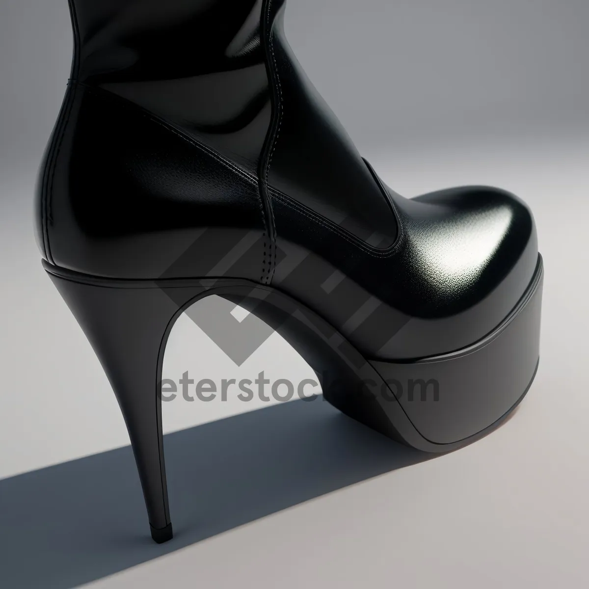 Picture of Black Leather High Heel Shoe Pair