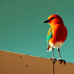 Colorful Parrot Perched on Branch with Bird Feeder