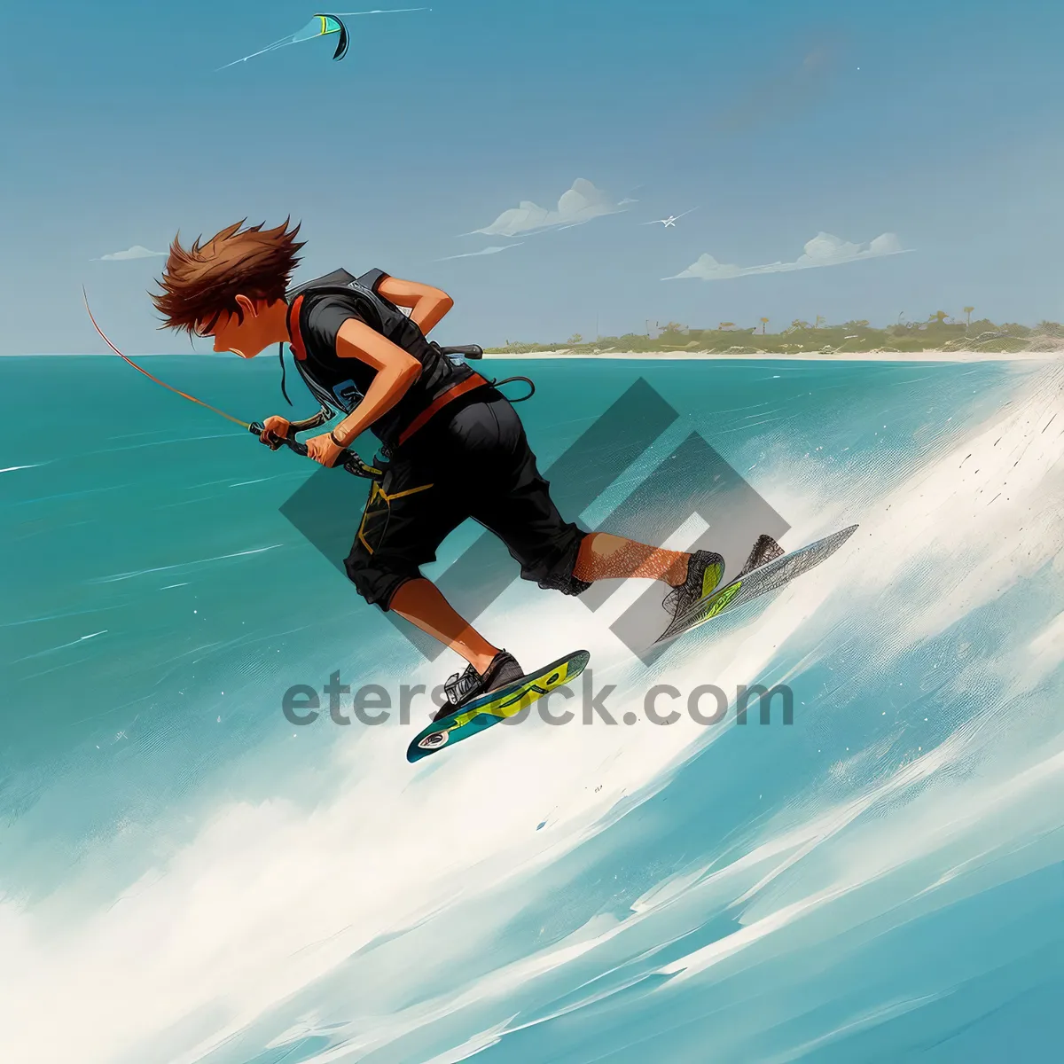 Picture of Surfer having fun at the beach on a sunny day