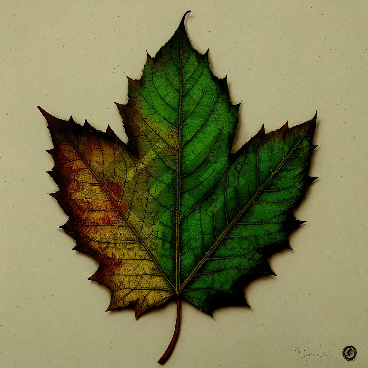 Picture of Vibrant Maple Leaf in Autumn's Grasp