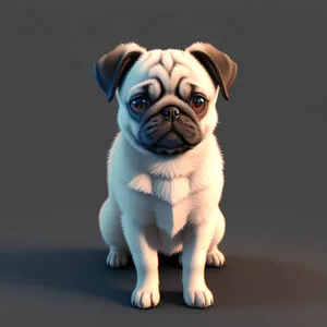 Adorable wrinkled bulldog puppy in studio portrait