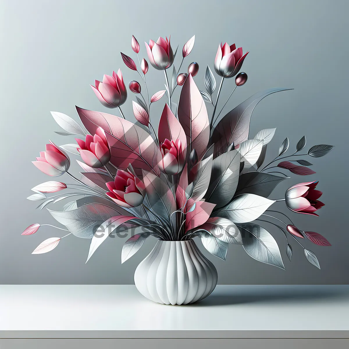 Picture of Silver and Pink Tulip Bouquet