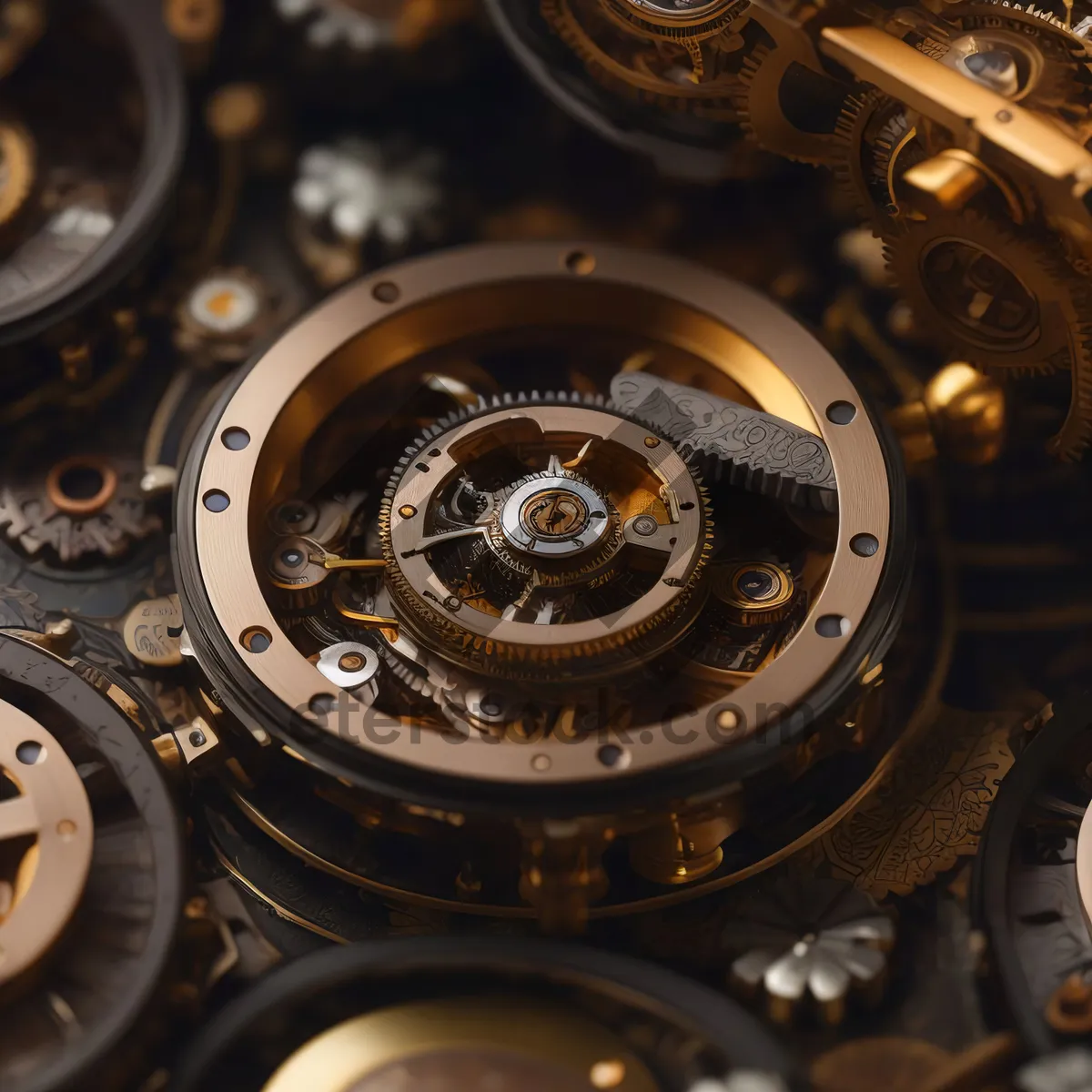 Picture of Clockwork gear mechanism device close up view.