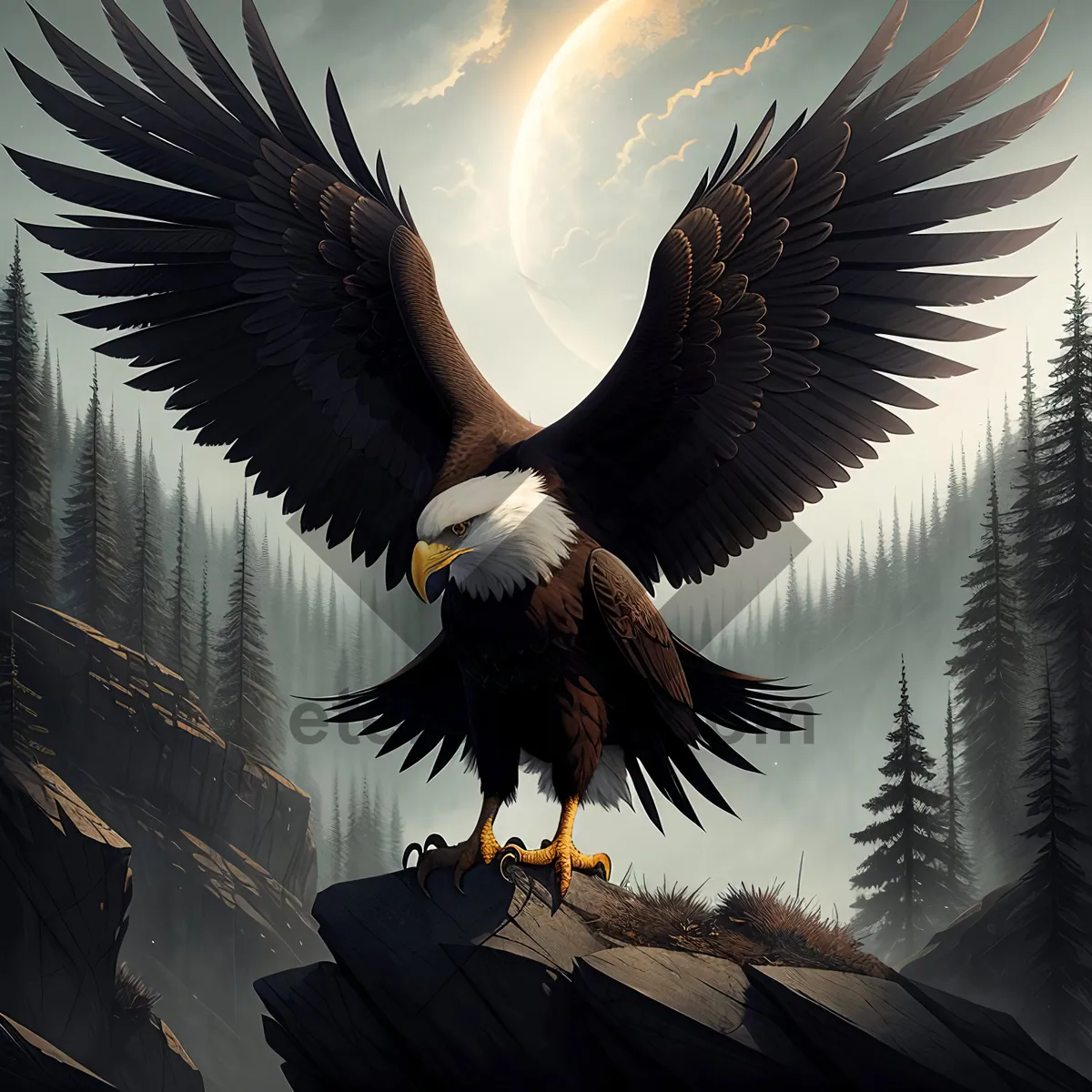 Picture of Bald Eagle Soaring Through the Sky