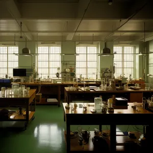 Modern interior design of luxury restaurant with wooden furniture