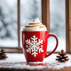 Morning coffee in a white mug on table