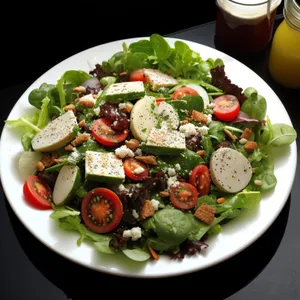 Delicious Gourmet Salad with Fresh Vegetables and Cheese