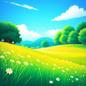 vibrant meadow under clear skies